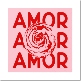 Amor typography red Posters and Art